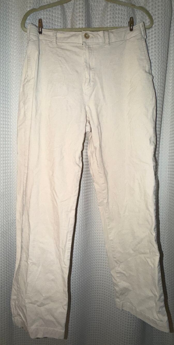 Banana Republic Travel Straight Corduroy Pants 33x34 Cream Stretch